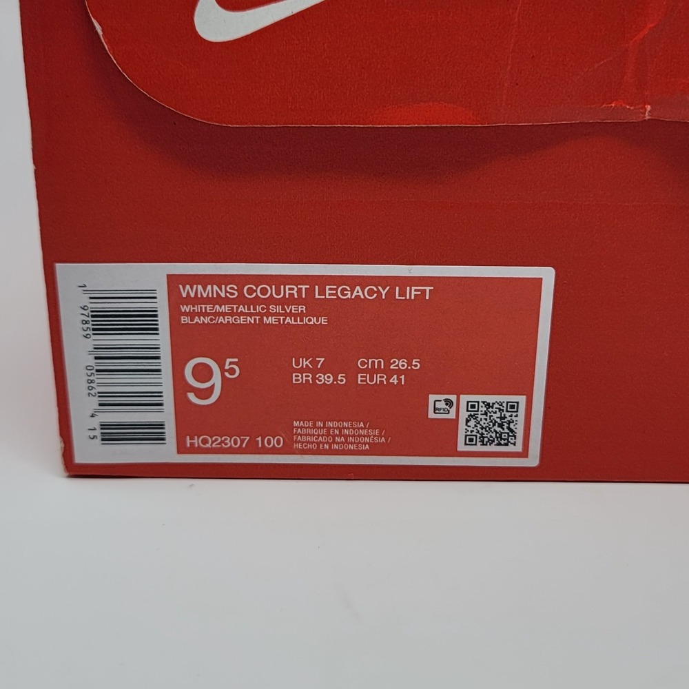 Nike Court legacy lift Platform Sneakers Women's 9.5 White/Silver HQ2307 100 - Picture 7 of 7